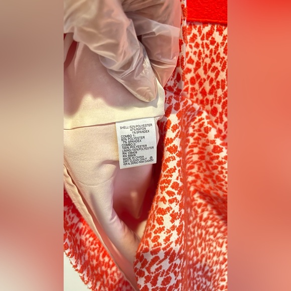 NWT ANTONIO MELANI Peplum Cream/Orange Sheath Dress Knee Length Back Slit Size 2 - Picture 13 of 13